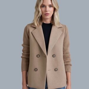 Tan Fleece Sweater Jacket Blazer - size S/M